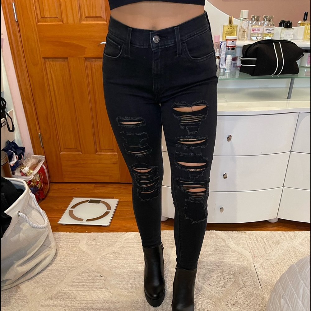 Levi’s high rise super skinny black jeans